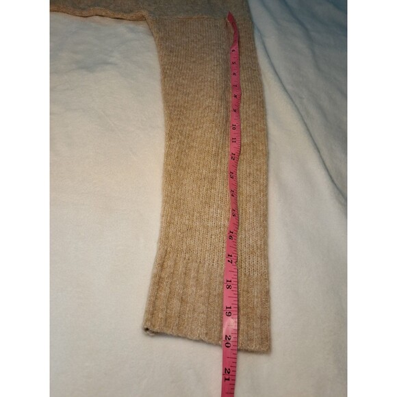 LOFT Size L Wool Blend Long Sleeve Crew Neck Reverse Seam Tunic Sweater Brown - Picture 8 of 10